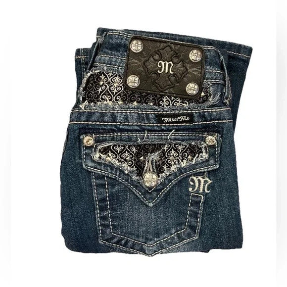 Miss Me Women's Boot Cut Premium Jeans Size 25 Embellished Pockets JP6075B - Picture 1 of 10